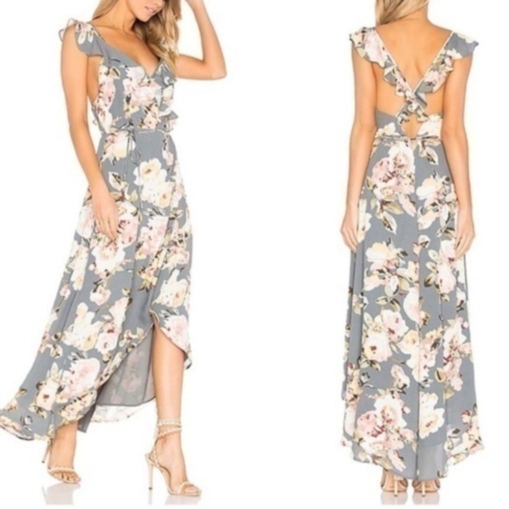 Privacy Please Floral Maxi Dress in Blue and Pink
